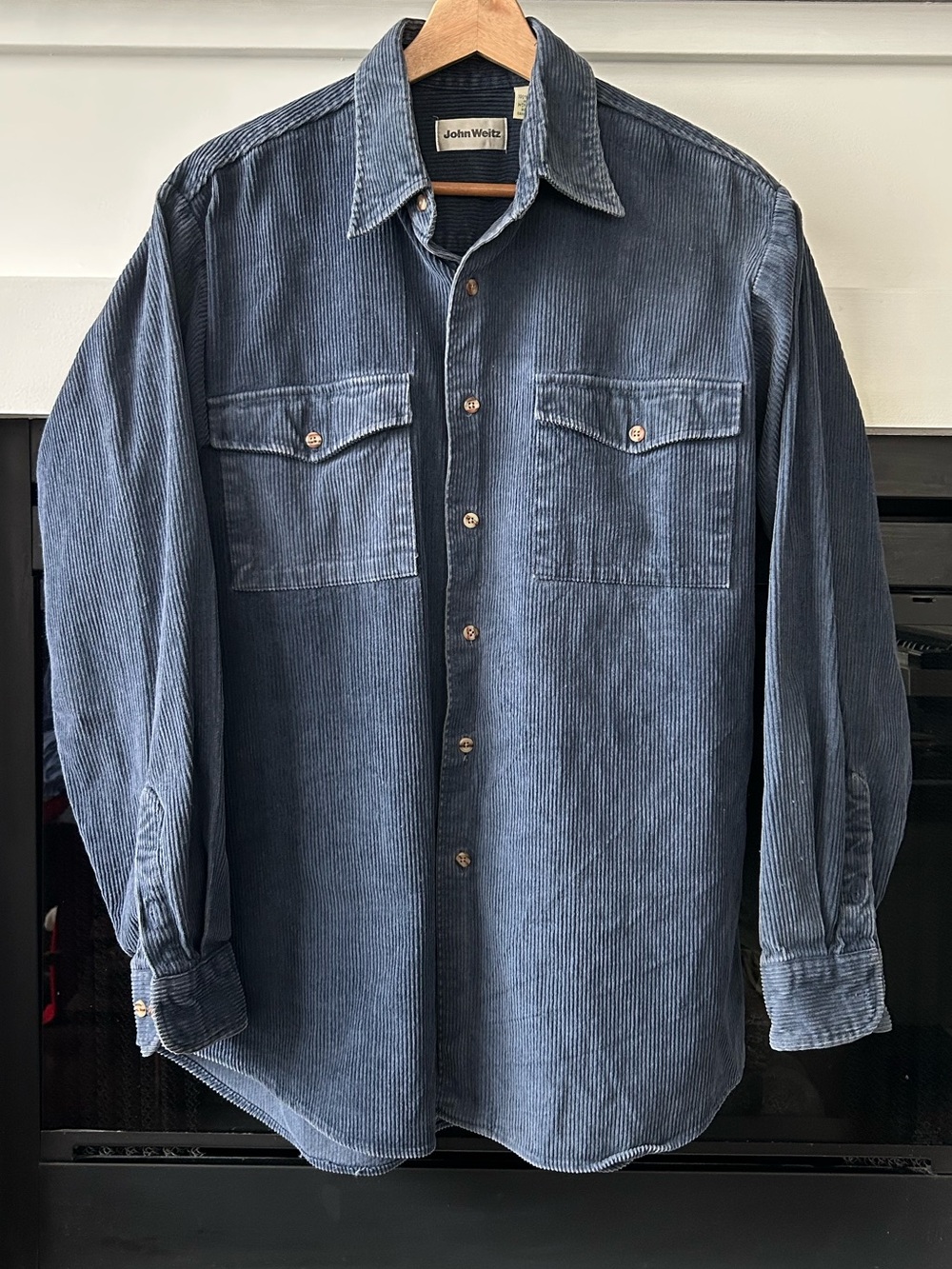 John Weitz Vintage Navy Corduroy Button-Up (100% Cotton)
